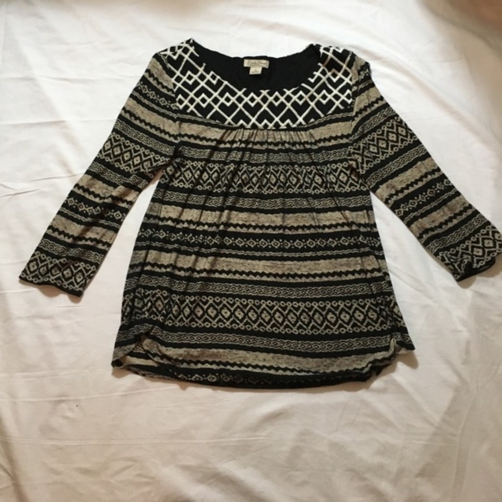 Lucky Brand 3/4 Sleeve Tribal Print Shirt